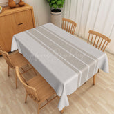 Lofaris Modern White and Brown Stripe Rectangle Tablecloth for Farmhouse Neutral Contemporary Kitchen